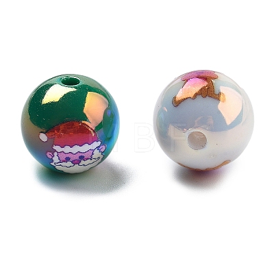 Christmas Theme UV Plating Acrylic Beads OACR-M022-02-1