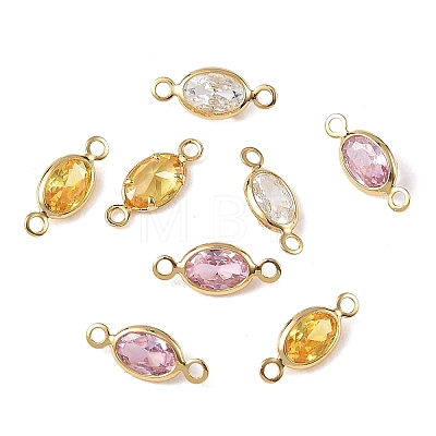 SHEGRACE Brass Pave Cubic Zirconia Oval Connector Charms XGRQ2O712-439G-1