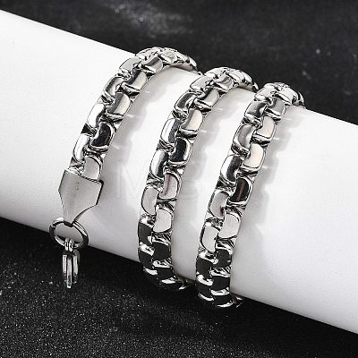 201 Stainless Steel Box Chain Necklaces for Men STAS-V011-01B-P-1-1