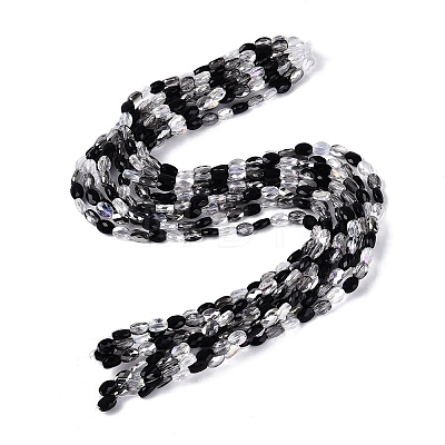 Electroplate Imitation Jade & Opaque & Transparent Glass Beads Strands EGLA-Q135-6x8MM-01H-1