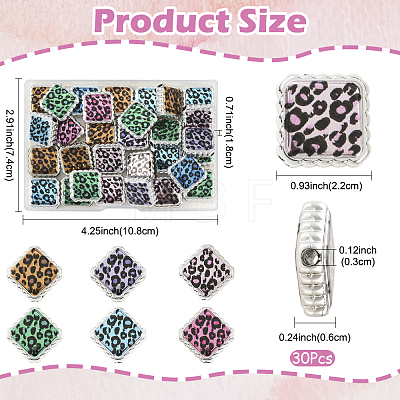 30Pcs UV Plating Printed Opaque Acrylic Beads OACR-FS0002-59-1