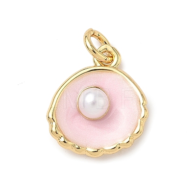 Shell Brass Charms KK-D426-17G-1