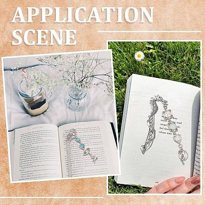 10Pcs 5 Styles Fox Swan Peacock Tibetan Style Alloy Bookmarks FIND-SC0009-01-1