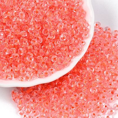 6/0 Inside Colours Transparent Glass Seed Beads SEED-T007-07H-1