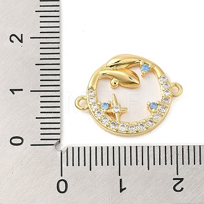 Brass Pave Colorful Cubic Zirconia Whale Connector Charms ZIRC-P110-08G-1