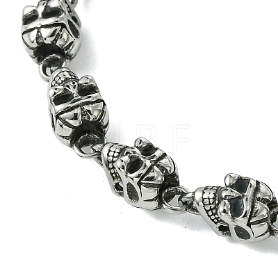 Halloween 304 Stainless Steel Skull Link Chain Bracelets for Women Men BJEW-C063-03AS-1