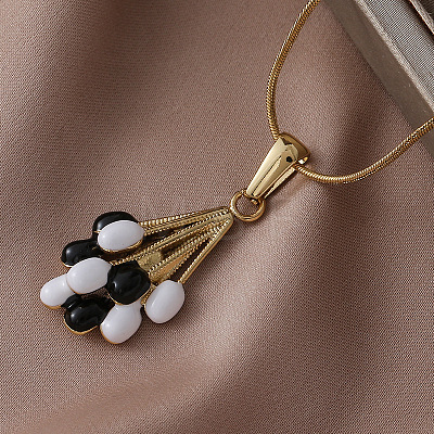 316 Surgical Stainless Steel Enamel White and Black Balloon Pendant Necklaces for Women GY8430-1