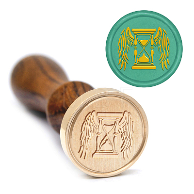 Brass Wax Seal Stamp with Handle AJEW-WH0184-0991-1