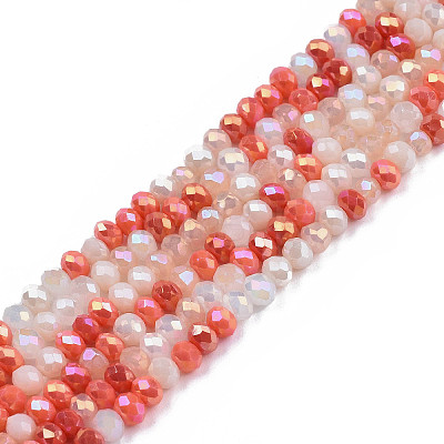 Electroplate Glass Beads Strands X-EGLA-S192-001A-B07-1
