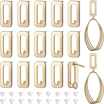 16Pcs Brass Rectangle Stud Earring Findings KK-BC0008-51-1