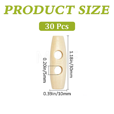 30Pcs Natural Wood Buttons FIND-GF0009-92B-1