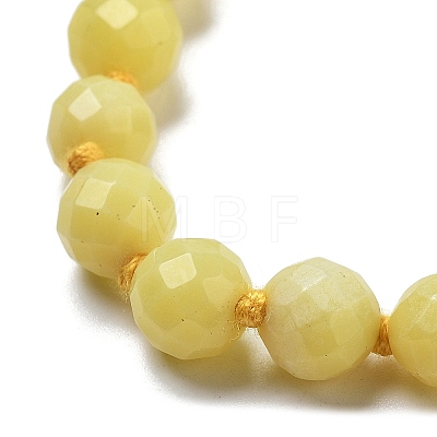 8mm Faceted Round Natural Butter Jade Beaded Necklaces NJEW-F327-01A-03-1