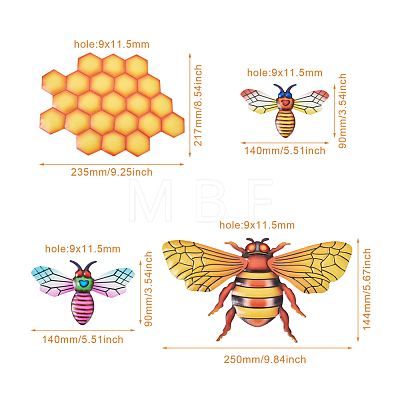 3D Iron Bee & Honeycomb Ornaments CF-TAC0001-19-1