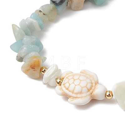 2Pcs Natural Flower Amazonite Chip Braided Bead Bracelets BJEW-JB11541-04-1