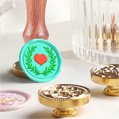 Brass Wax Seal Stamp with Handle AJEW-WH0184-0993-1