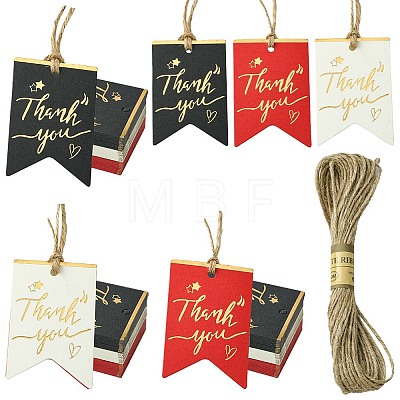 60Pcs 3 Colors Hot Stamping Thank You Paper Gift Tags CDIS-FS0001-06-1