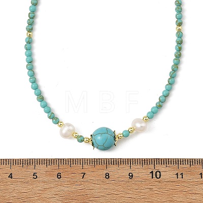 Natural & Synthetic Mixed Gemstone Round and Natural Cultured Freshwater Pearl Beaded Necklaces NJEW-JN06554-1