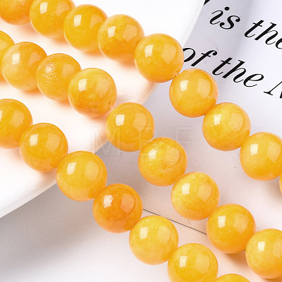 Natural Dyed Yellow Jade Gemstone Bead Strands G-R271-10mm-Y07-1