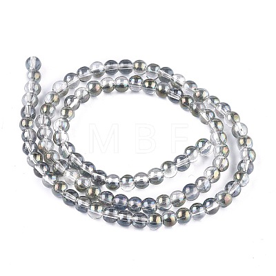 Full Rainbow Plated Round Electroplated Glass Beads Strands X-EGLA-I002-6mm-01-1