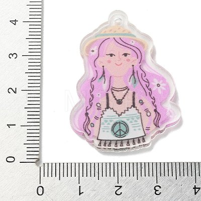 Girls Theme Printed Acrylic Pendants OACR-H043-02A-1