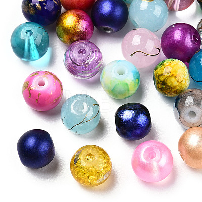 Mixed Style & Mixed Color Round Spray Painted Glass Beads DGLA-X0003-8mm-1