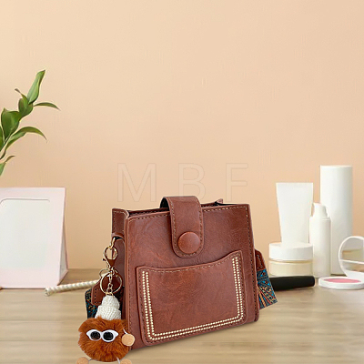 DIY Imitation Leather Women's Shoulder Bag Making Kit with Magnetic Closure & Fluffy Ball Charm DIY-WH0570-01B-1