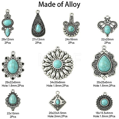 20Pcs 10 Styles Tibetan Style Alloy Pendants TIBEP-CJ0003-31-1