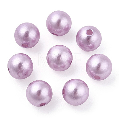 Spray Painted ABS Plastic Imitation Pearl Beads OACR-T015-05C-12-1