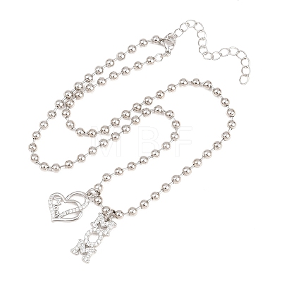 Mother's Day Brass Micro Pave Clear Cubic Zirconia Mom Heart Pendant Necklaces for Women NJEW-A071-06B-P-1