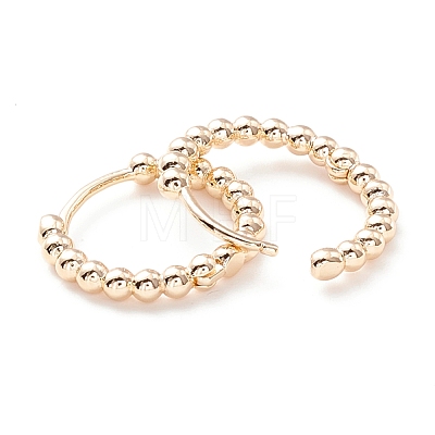 Rack Plating Brass Beaded Huggie Hoop Earrings for Women KK-D069-09G-RS-1