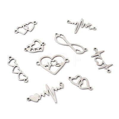 36Pcs 9 Styles 201 Stainless Steel Connector Charms STAS-PJ0001-32-1