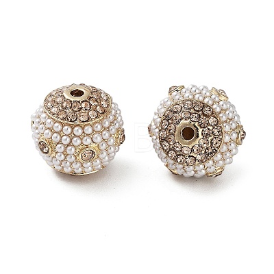 Golden Plated Alloy Rhinestone Beads FIND-E046-12G-1