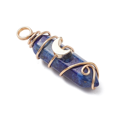 2Pcs 2 Styles Natural Lapis Lazuli Double Terminated Pointed Pendants PALLOY-JF03122-04-1