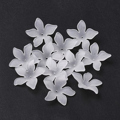Frosted Translucent Acrylic White Flower Beads for Jewelry Making X-FACR-5335-13-1