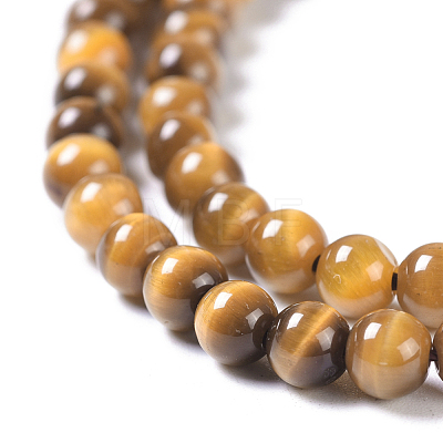 Natural Tiger Eye Round Bead Strands G-L411-07-4mm-1