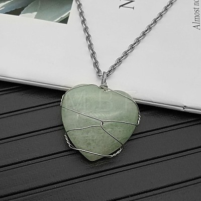 Natural Green Aventurine Pendant Necklaces CY8832-12-1