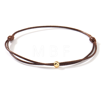 Brass Round Ball Polyester Cord Braided Bracelets QR8302-2-1