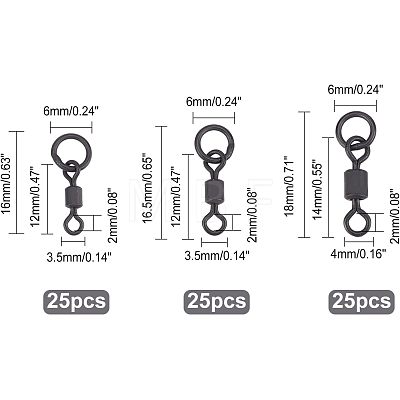 SUPERFINDINGS 75Pcs 3 Style Brass Fishing Rolling Bearing Connector FIND-FH0003-28-1