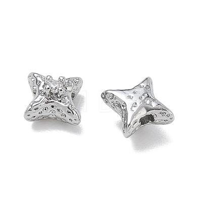 Brass Micro Pave Clear Cubic Zirconia Beads CU-CBA91C0-02P-1