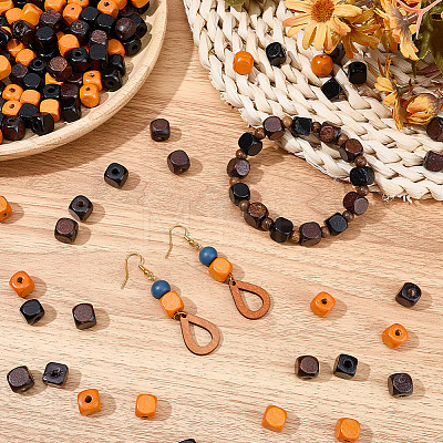 300Pcs 3 Colors Dyed Natural Wood Beads WOOD-SP0001-90-1