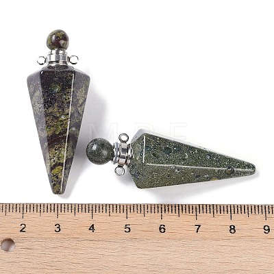 Natural & Synthetic Mixed Gemstone Faceted Cone Openable Perfume Bottle Big Pendants G-L524-18P-1