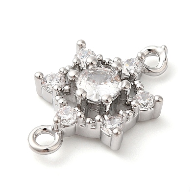 Brass Pave Clear Cubic Zirconia Connector Charms KK-G503-30P-1