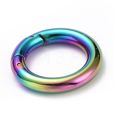 Rainbow Color Vacuum Plating 304 Stainless Steel Spring Gate Rings STAS-E055-23M-1