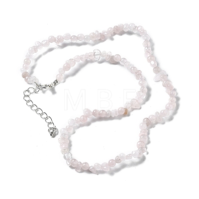 Natural Rose Quartz Chip Beaded Necklaces for Men Women NJEW-G159-01T-1