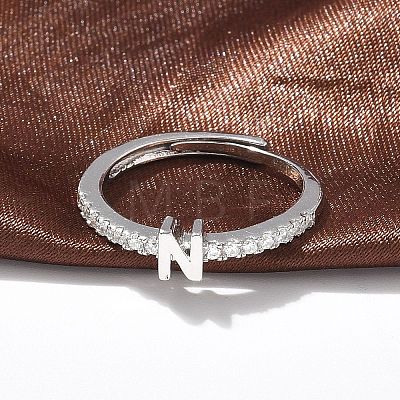 S925 Sterling Silver Adjustable Letter Rings for Women RJEW-M068-01P-N-1