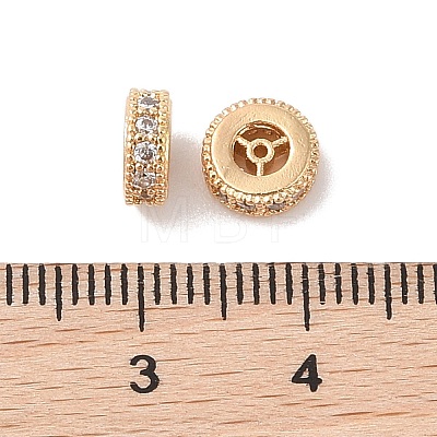 Brass Micro Pave Clear Cubic Zirconia Beads KK-B100-055B-G-1