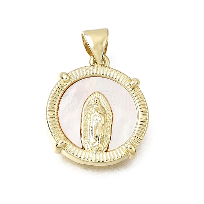 Virgin Mary Theme Brass & Natural Shell Pendants SH-CBA7C77-01B-G03-1