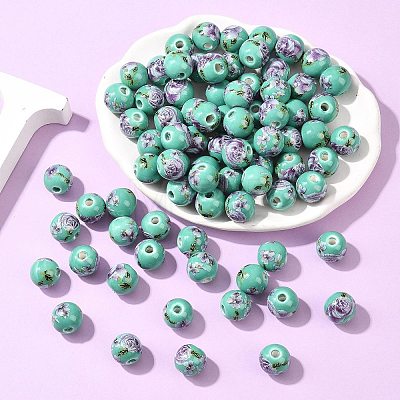 Printed Handmade Porcelain Beads X-PORC-R134-04-1