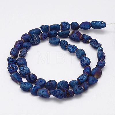 Electroplated Natural Druzy Geode Crystal Bead Strands G-G941-01-1
