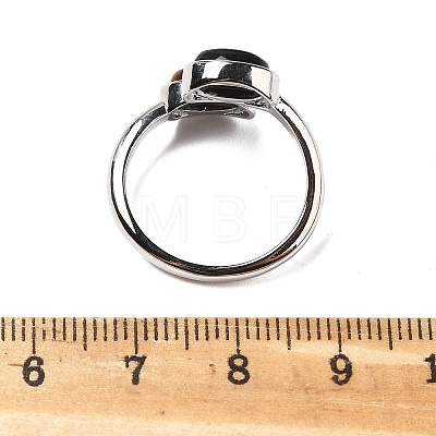 Natural Black Agate & Tiger Eye Finger Rings RJEW-A068-02P-03-1